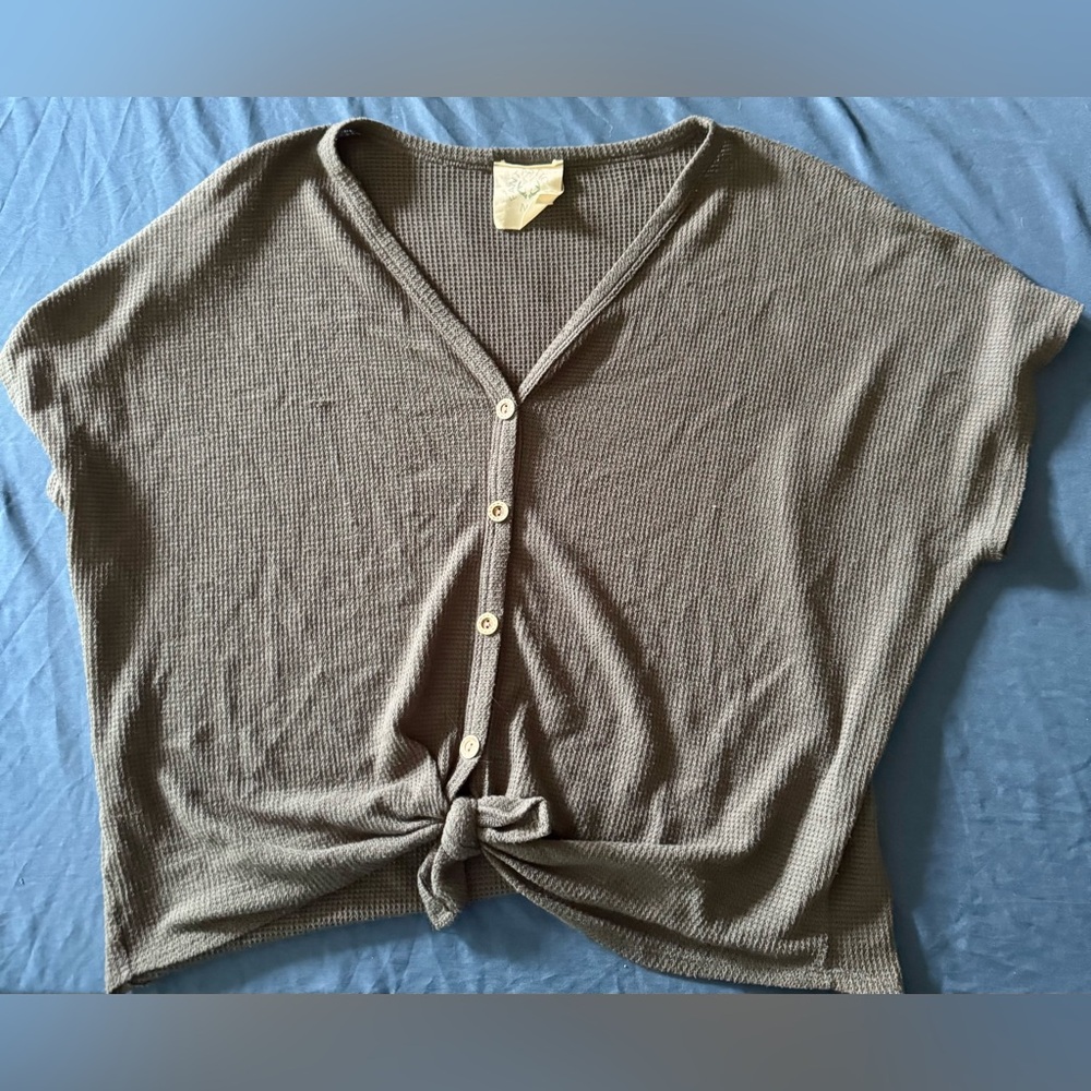 🌙Fantastic Fawn oversized Charcoal Knit Top